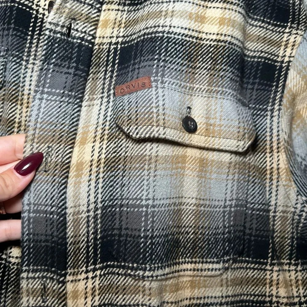 Orvis Men's Plaid Shirt Jacket - Black and Tan